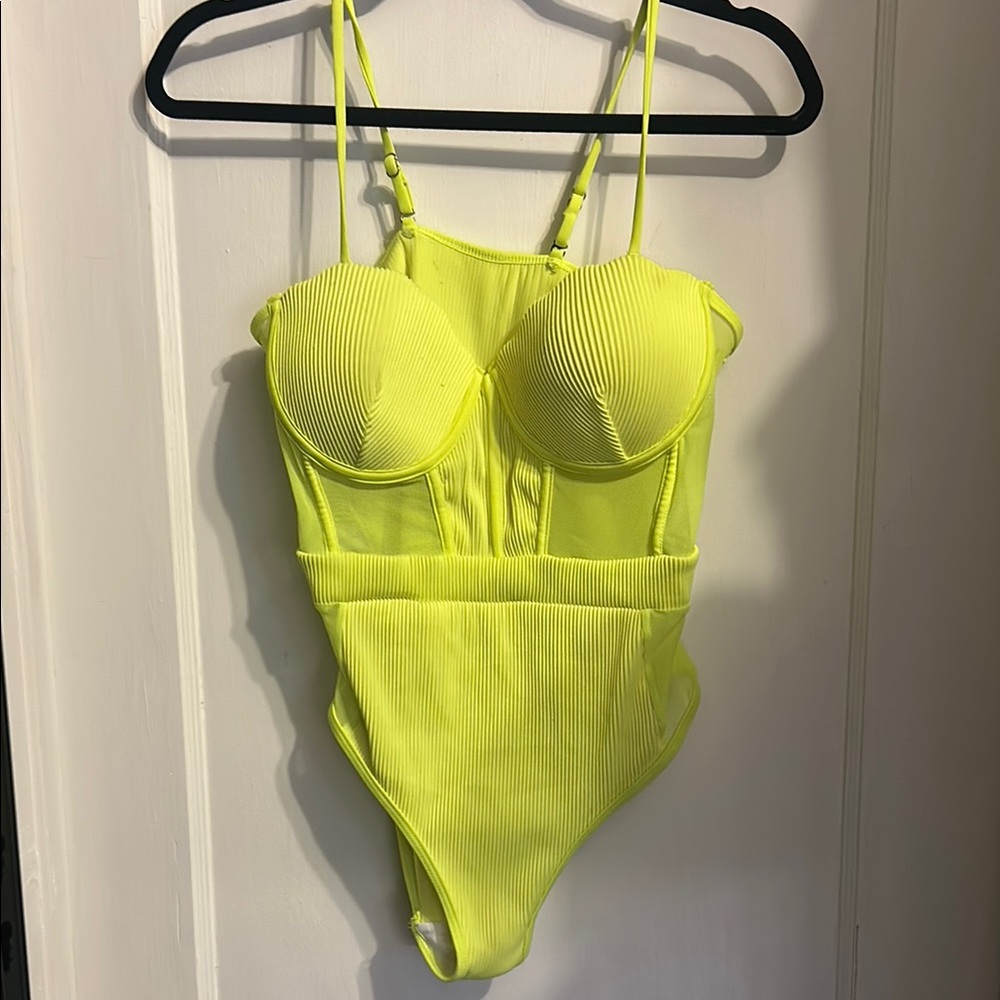 Neon green Ribbed swimsuit